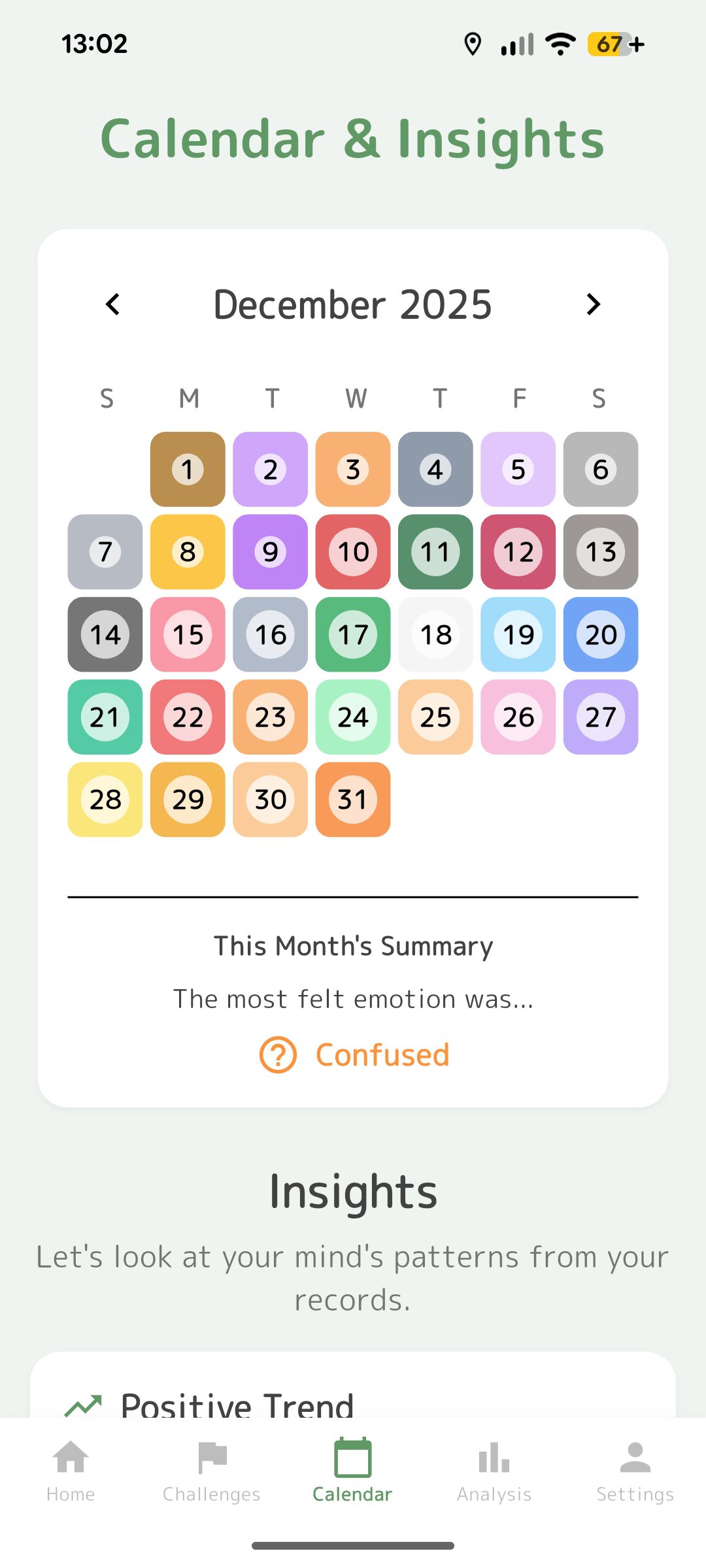 カレンダーとチャレンジ画面